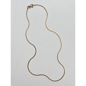 Vintage 14K Solid Yellow Gold Flat Cobra Chain Necklace, 2.26 grams, 15 1/16"